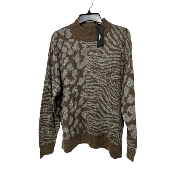 Vero Moda Animal Print Mock Neck Pullover Sweater Brown Grey Size 2X NEW! - Picture 9 of 13
